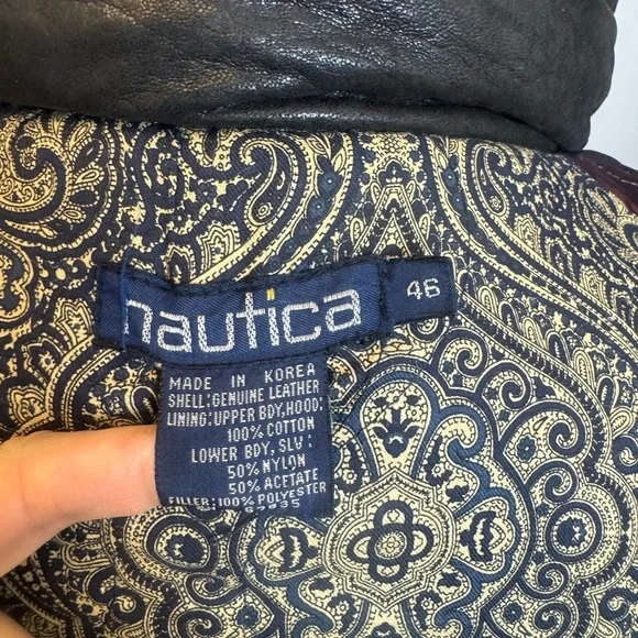 Vintage Nautica Genuine Leather Jacket Men’s Size 46 Black - Picture 11 of 11